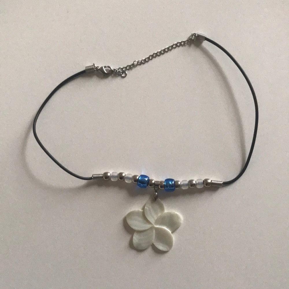 Sun Color Change Blue Plumeria Flower Y2K Tropical Necklace